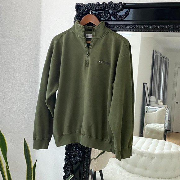 Reebok | Women's Green Quarter Zip Oversized Sweatshirt - Picture 1 of 4